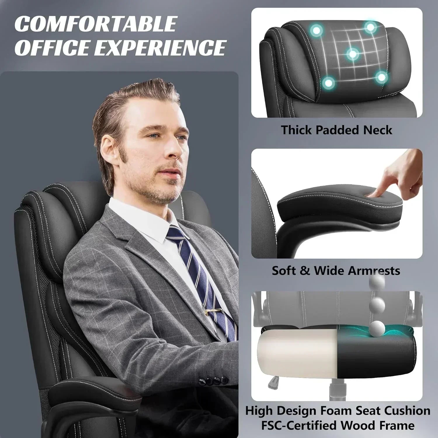 Office Chair Large High-Foot Computer Desk Chair Chair Lumbar Support Rotating Computer Chair