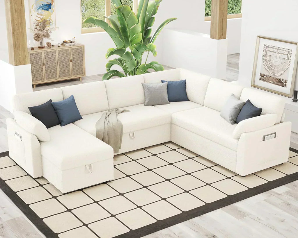 VanAcc Sofa Bed Sleeper Sofa with Storage Chaise 2 in 1 Pull Out Couch Living Room