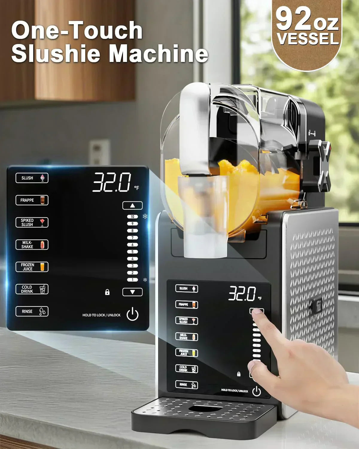 Fiii Slushie Machine 92 oz Slushy Machine for Home 6 Preset Programs Quiet Operation LED Display