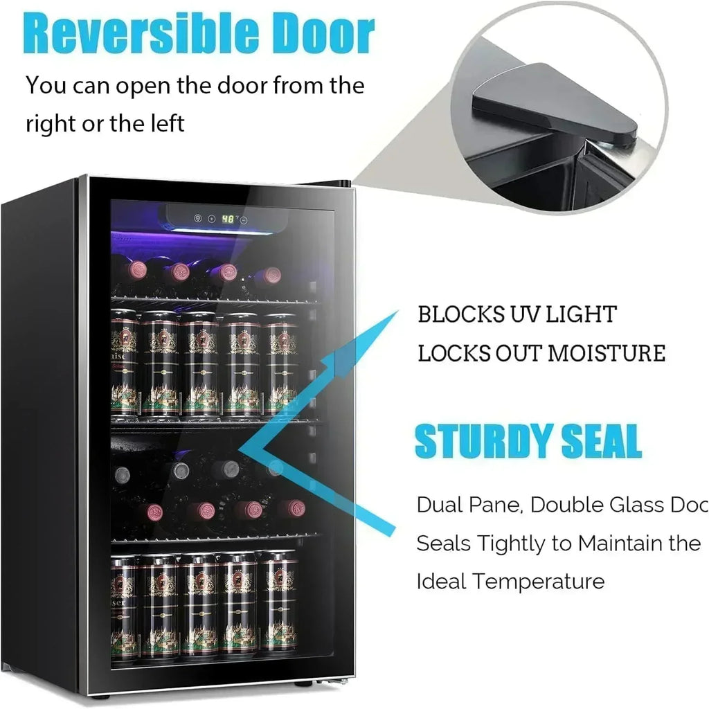Antarctic Star 26 Bottle 130 Can Wine Cooler/Cabinet Beverage Refrigerator Cellar Beer Clear Glass
