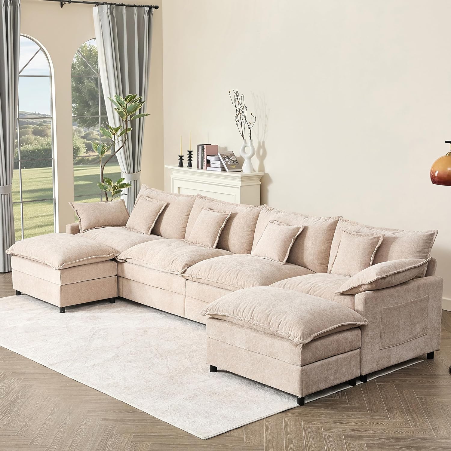 108 U-shaped sofa modular sofa three-seater comfortable cloud sofa