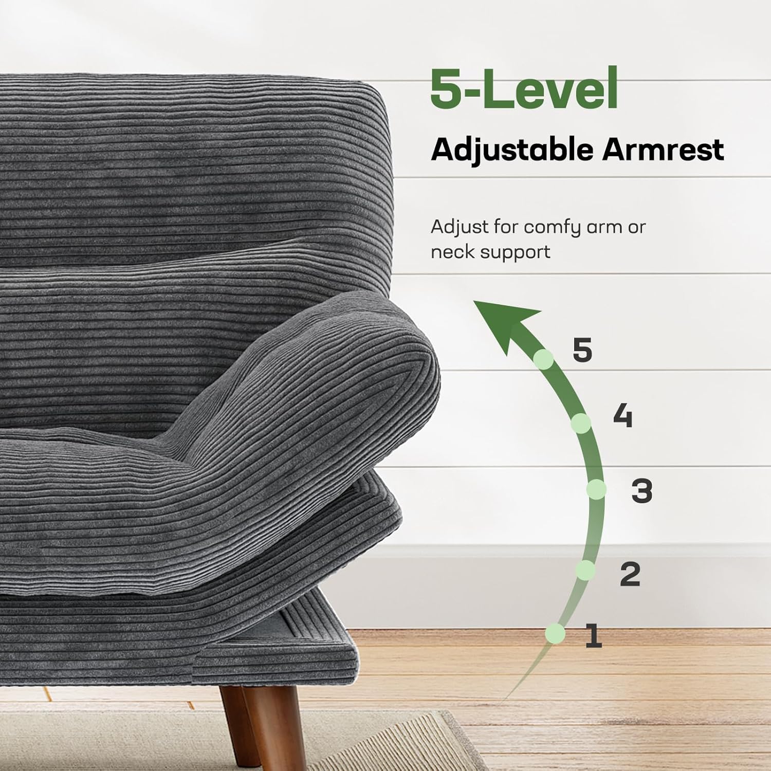 Futon Sofa Bed Futon Sofa Adjustable Back Armrests Converts to Small Sleeper Sofa Bed