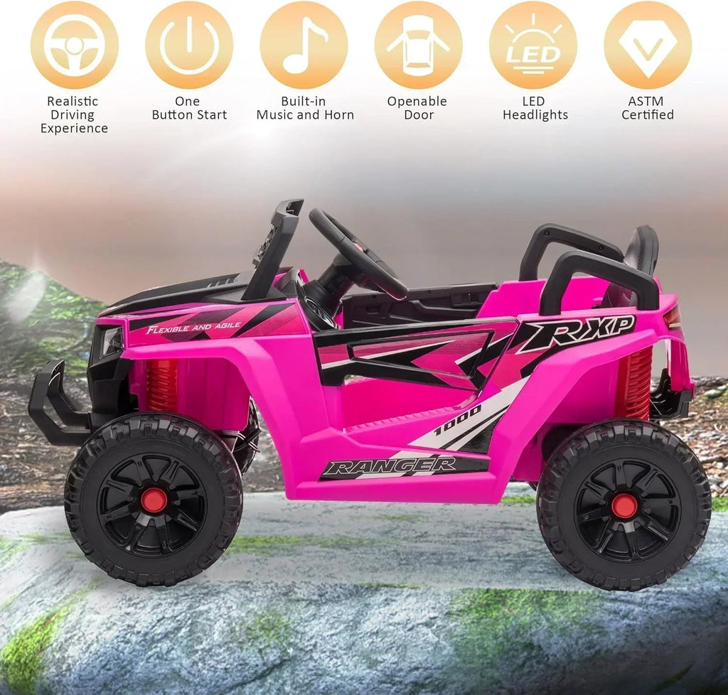 TOBBI 12V Kids Ride on Car Electric Off-Road UTV Truck with Diverse Functions Double Open Doors