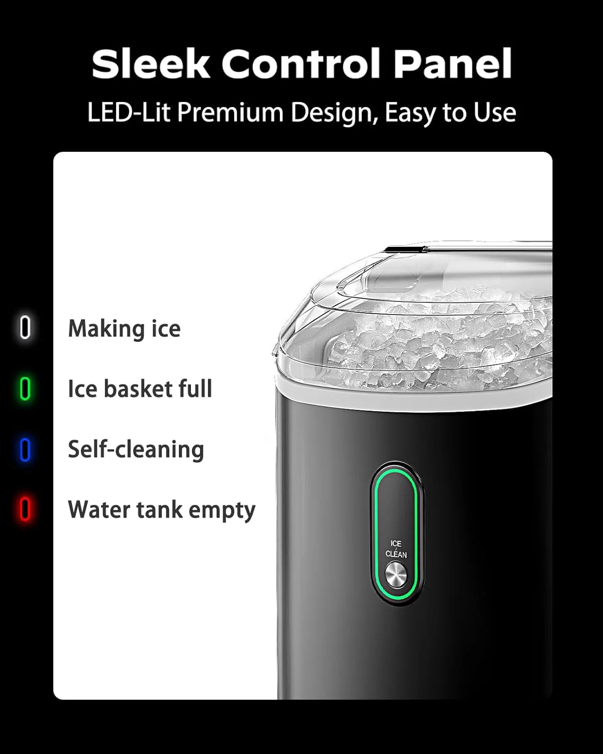 Nugget Ice Maker Countertop, Silonn Chewable Pellet Ice Machine with Self-Cleanin Function, 33lbs/24H Portable Ice Makers for Home Kitchen Officce, Black