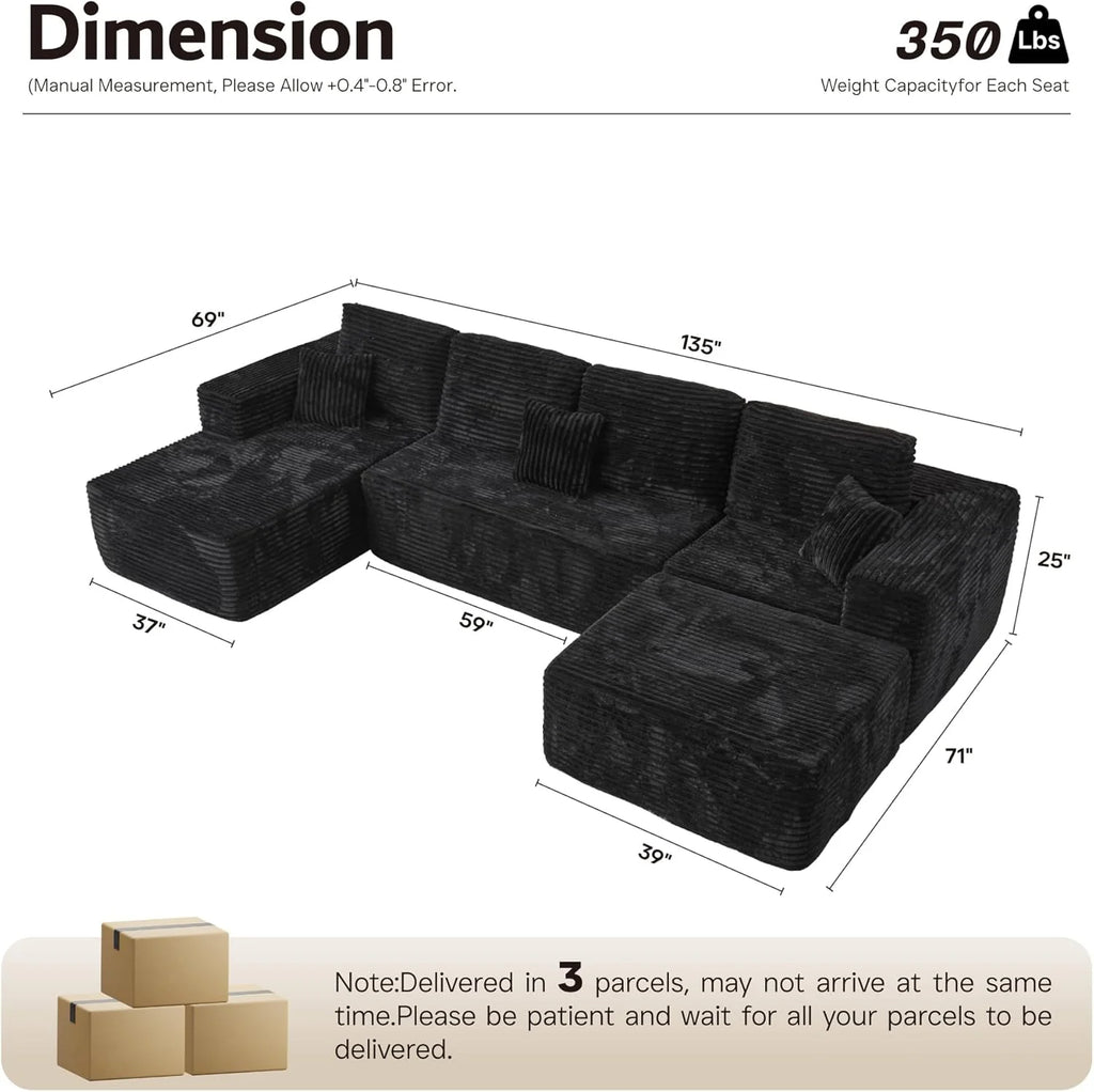 Ovios 104 Cloud Section Sofa L-shaped lounge chair, modern modular sofa