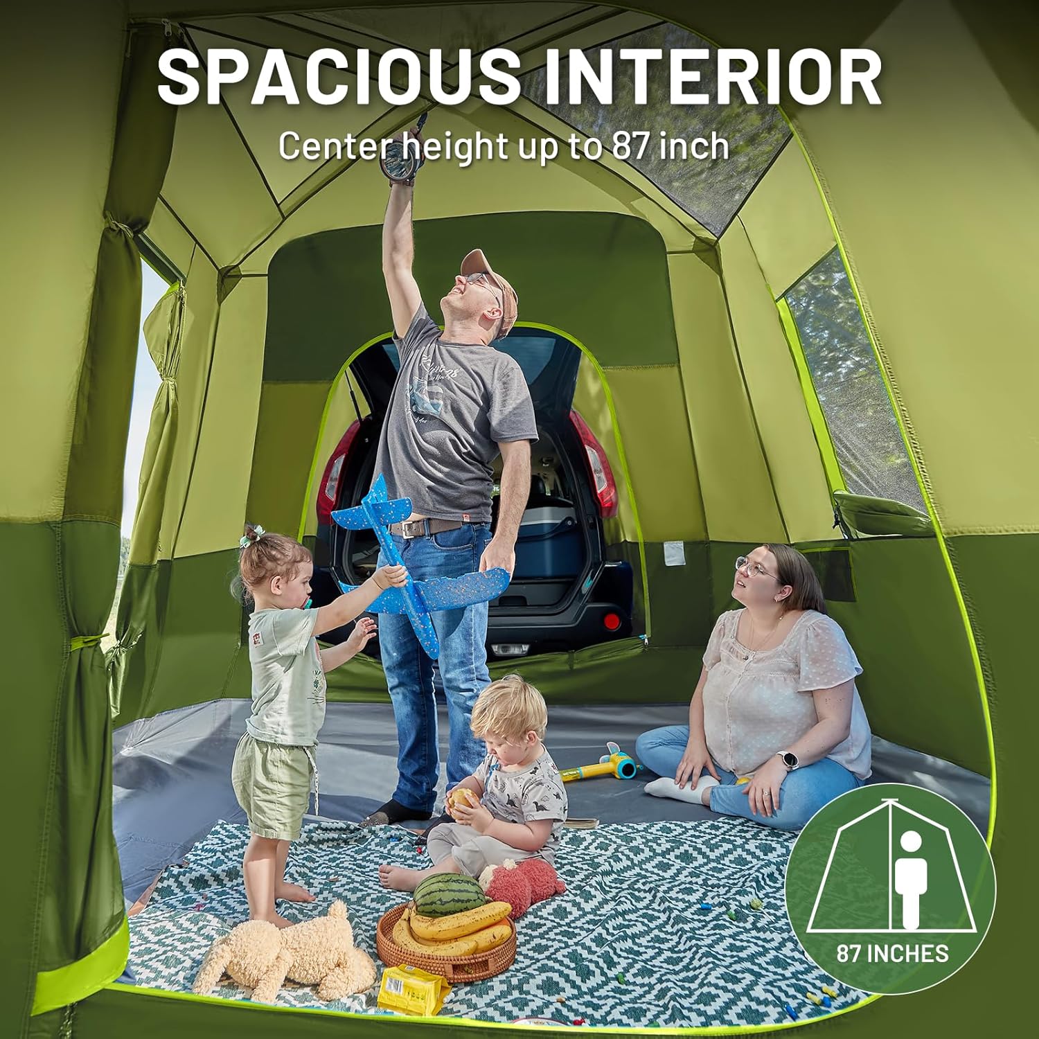 TIMBER RIDGE 5-9 Person SUV Tent with Screen Porch and Awning for Family Camping Weather Resistant