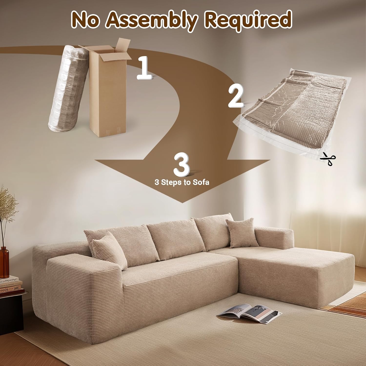 Ovios 104 Cloud Section Sofa L-shaped lounge chair, modern modular sofa
