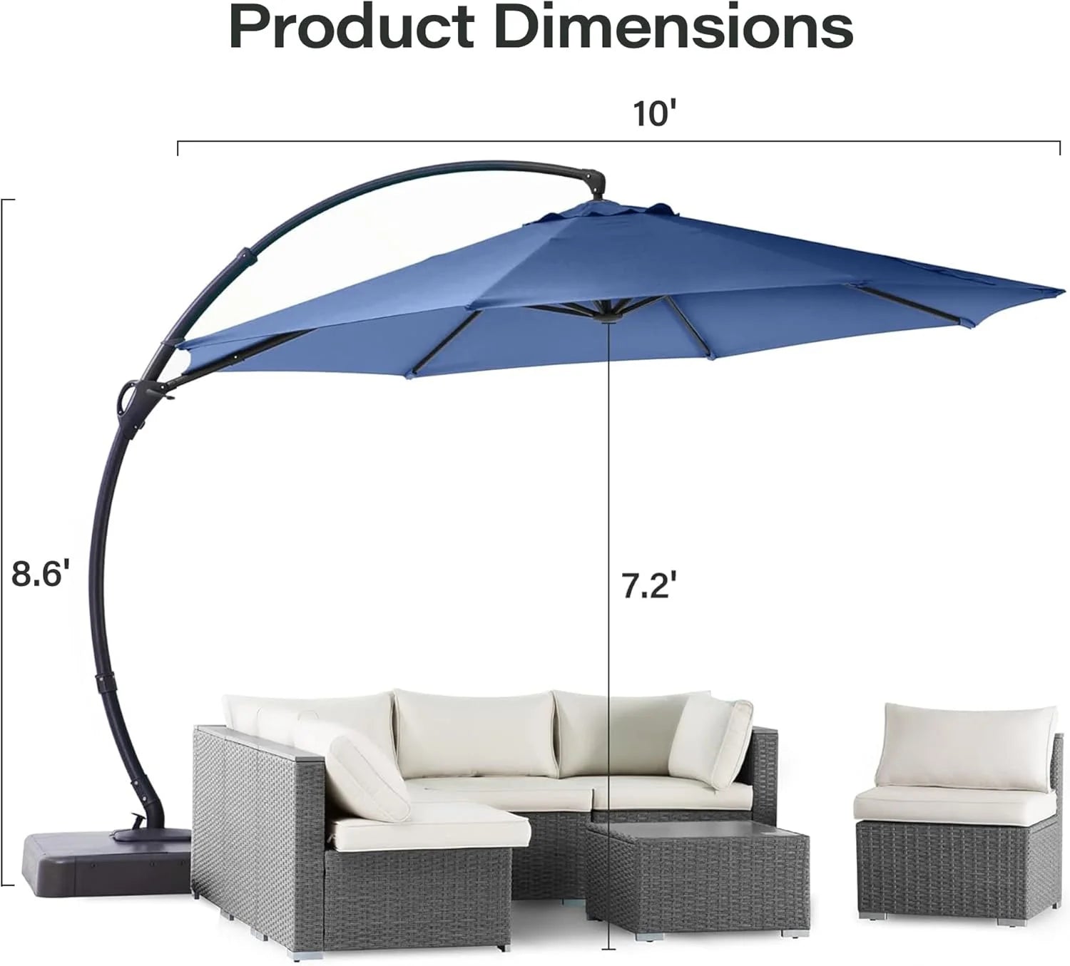 LAUSAINT HOME Outdoor Patio Umbrella with Base included, 11 FT Deluxe Curvy Cantilever Umbrella Heavy Duty Offset Hanging Umbrella with 360° Rotation for Market, Pool, Garden, Backyard, Deck (Beige)