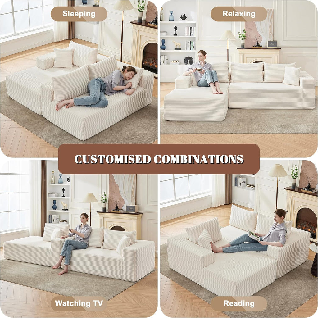 110-inch cloud sofa boneless sofa in the living room modular sofa with deep seats