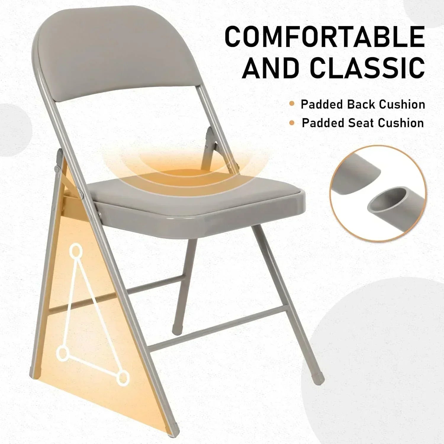 6 Pack Black Folding Chairs with Leather Chairs Events Office Wedding Party Upholstered Chairs