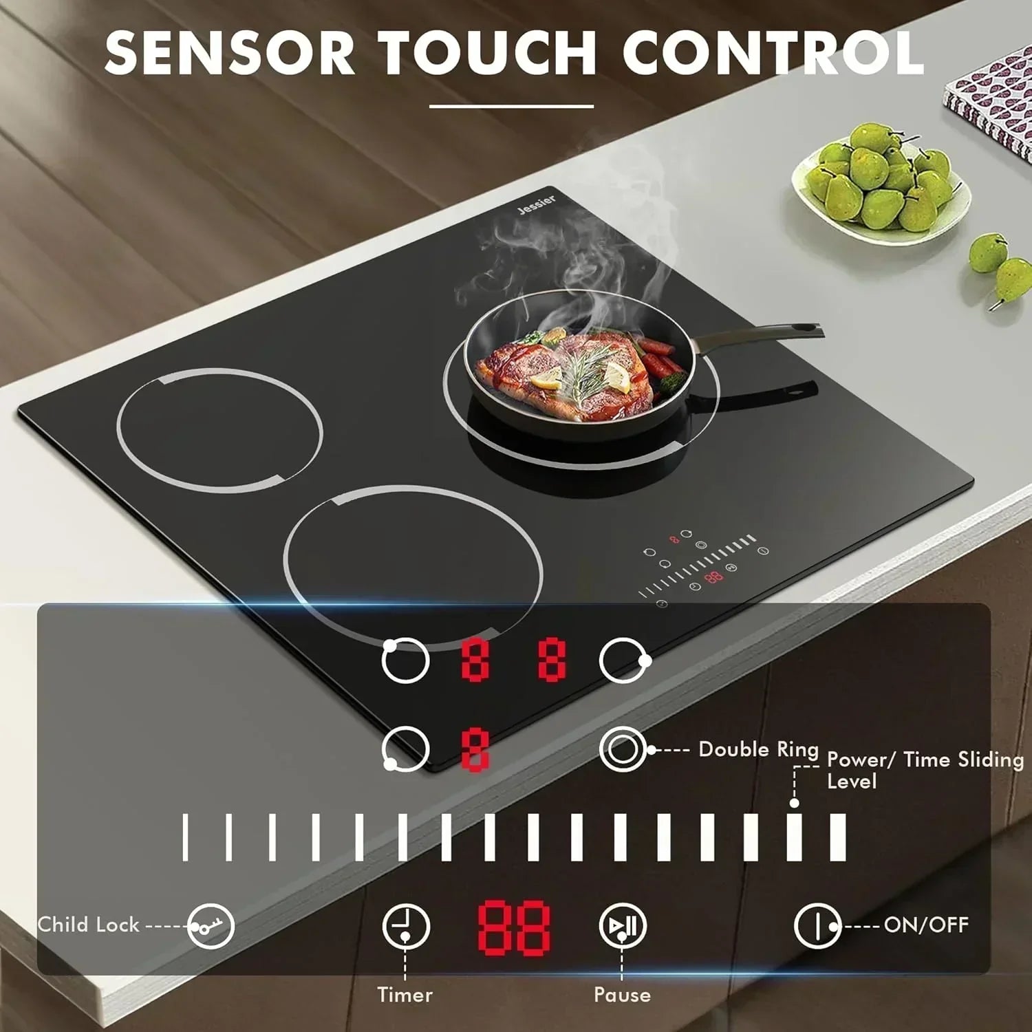 Electric Cooktop 30 Inch - 5 Burners Built-in Ceramic Cooktop 30 Electric Stove Top