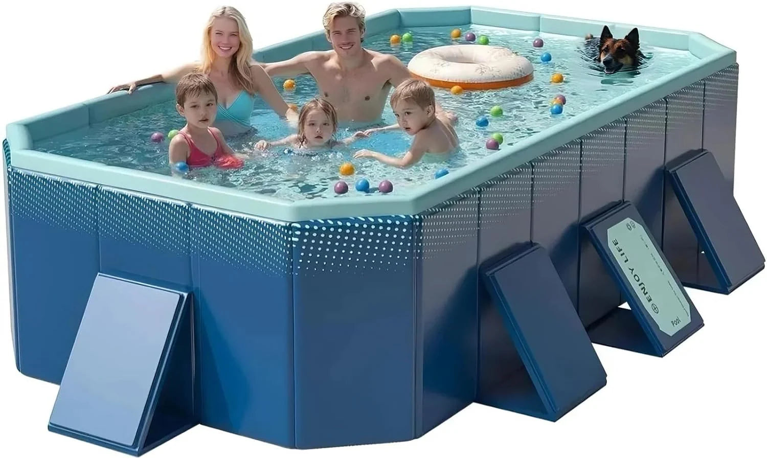 114 Non-Inflatable Foldable Swimming Pool for Family, Portable Above Ground Pool for Adults & Kids, Easy Setup for Outdoor, Backyard, Garden, Camping - Durable PVC(114��70��20, Std)