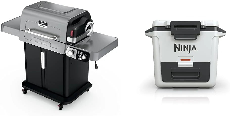 Ninja FlexFlame, Grill and Smoker, Electric and Propane Grill, Roaster, BBQ Grill, 5-in-1 Cooking System, 3 Burner, Digital Control, Outdoor Cooking, Griddle, Pizza Maker, Stainless Steel, PG301