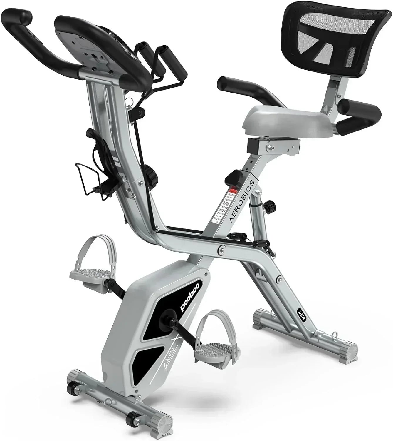 pooboo Folding Exercise Bike Foldable Fitness Stationary Bike Machine Upright Indoor Cycling Bike