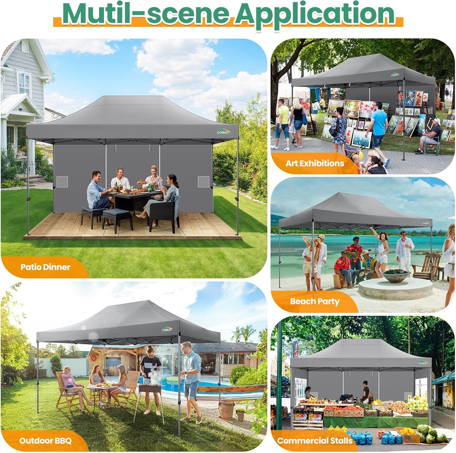 COBIZI 10x20 Heavy Duty Pop up Canopy Tent 6 sidewalls Commercial Canopy Wedding Party Tents