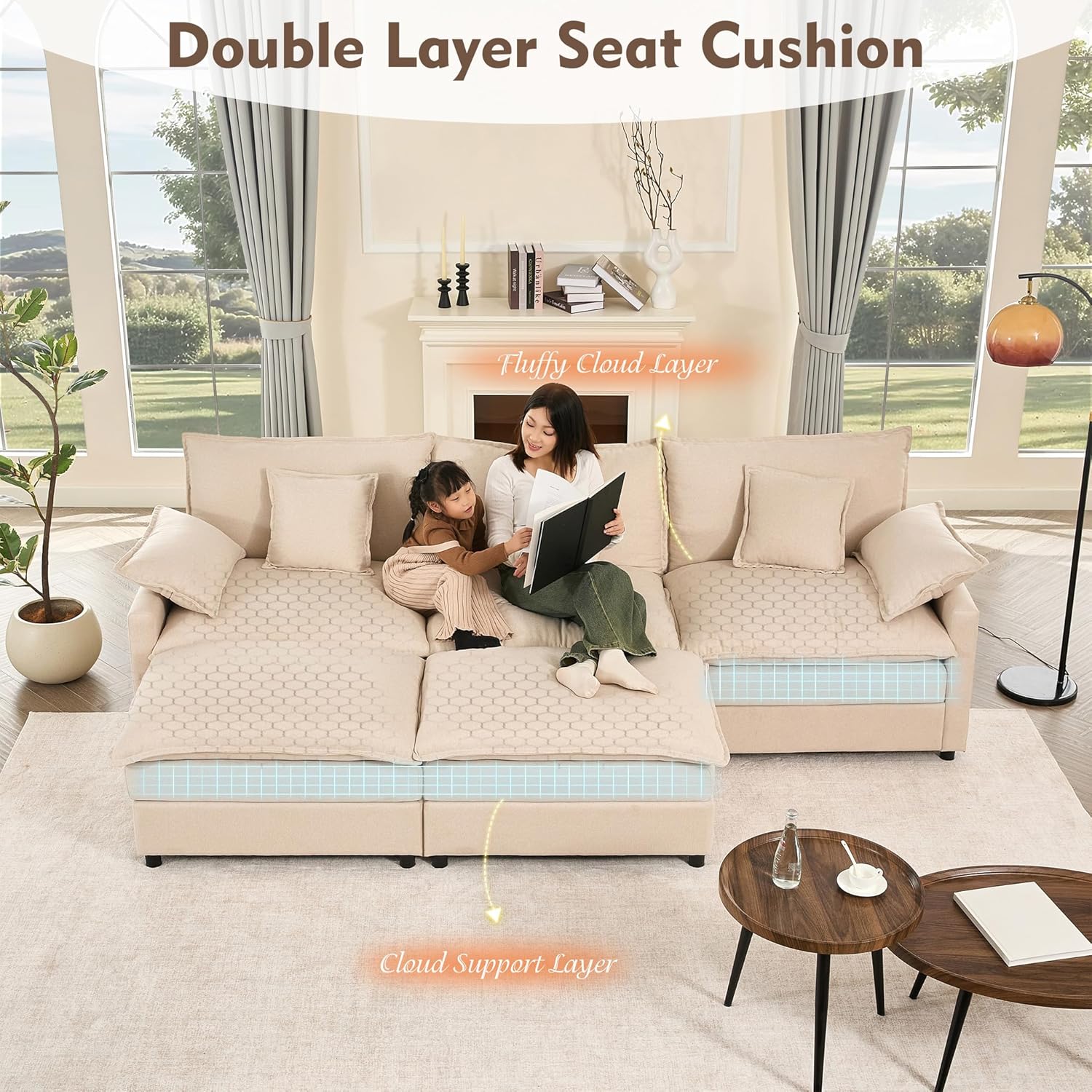 108 U-shaped sofa modular sofa three-seater comfortable cloud sofa