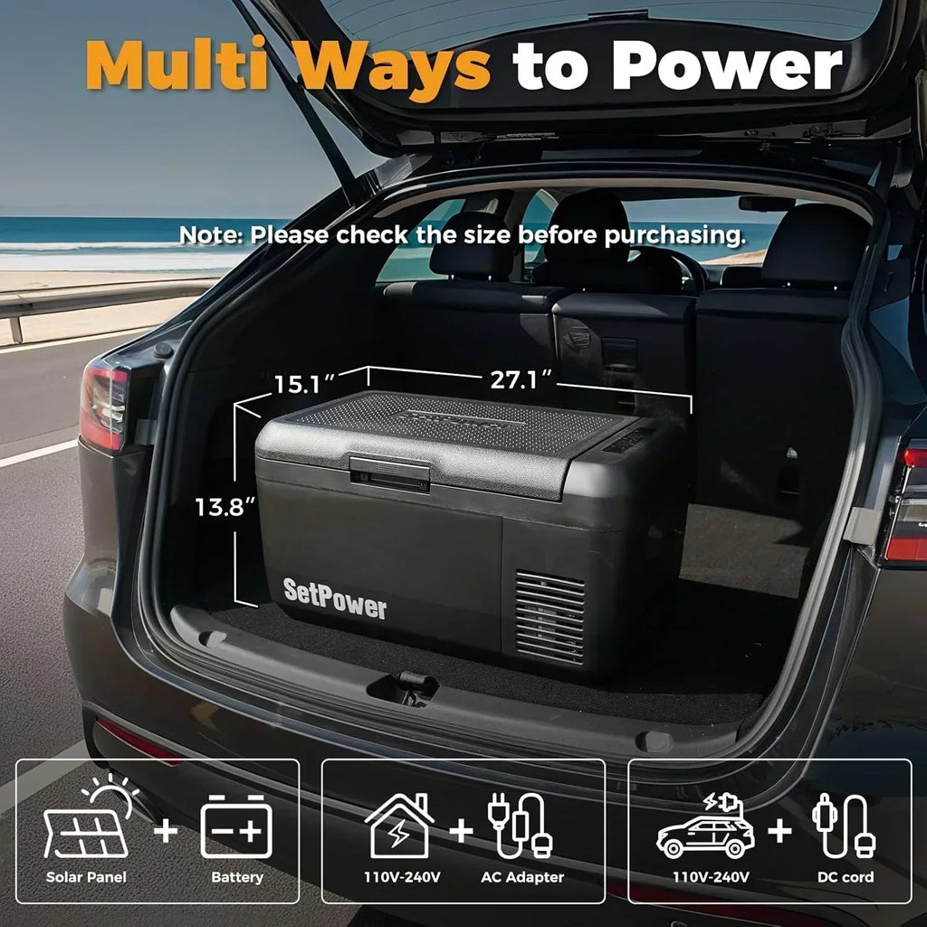 12V Refrigerator 21 Quart Portable Freezer 50 Hours Keep Cool Electric Cooler Car Refrigerator