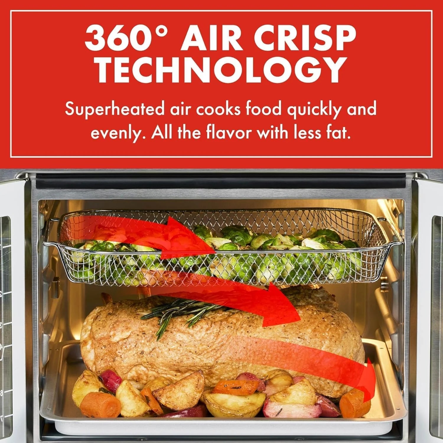 Extra Large French Door Air Fryer Toaster Oven Combo 24 Cooking Functions Digital Controls