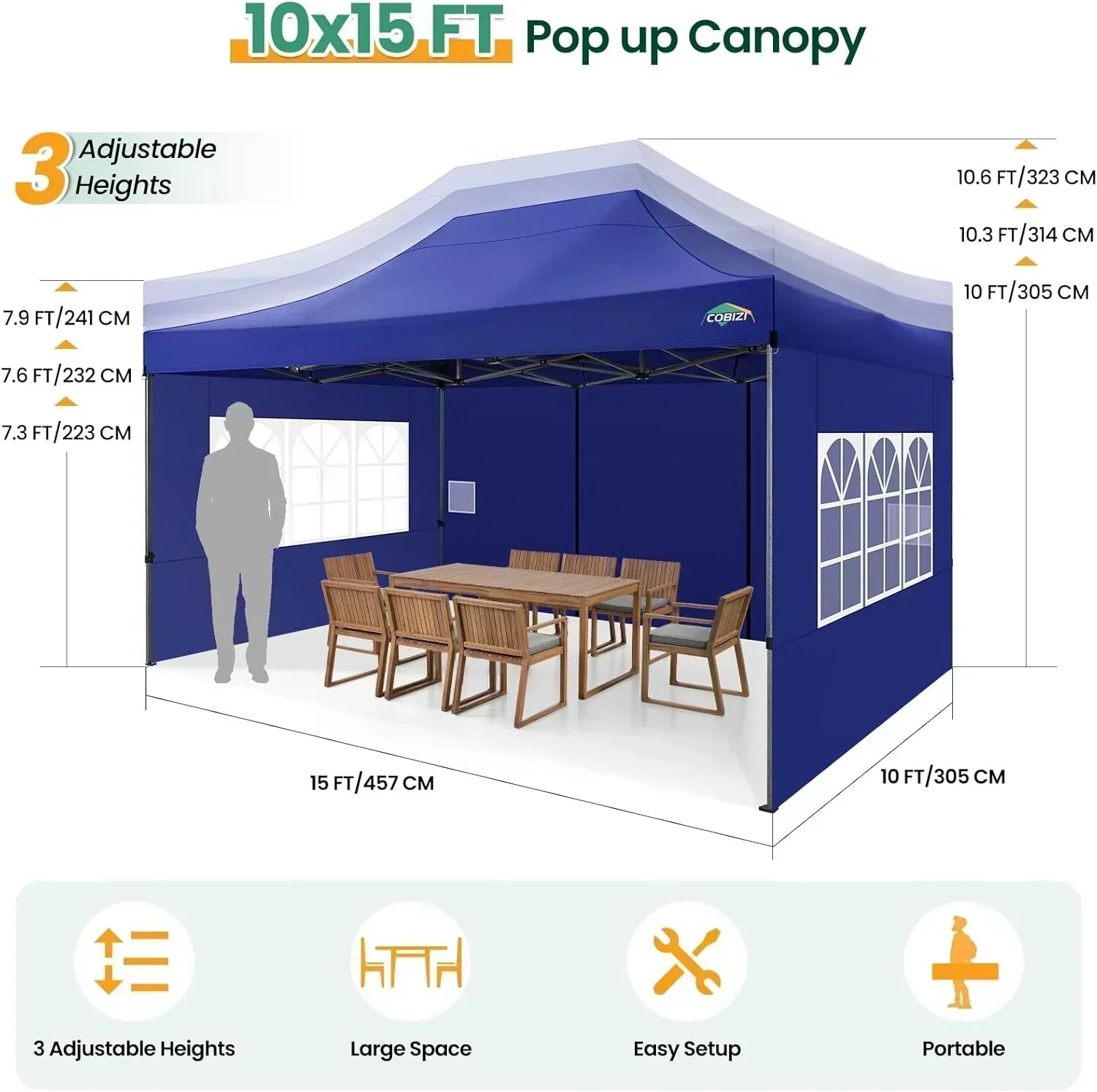 COBIZI 10x20 Heavy Duty Pop up Canopy Tent 6 sidewalls Commercial Canopy Wedding Party Tents