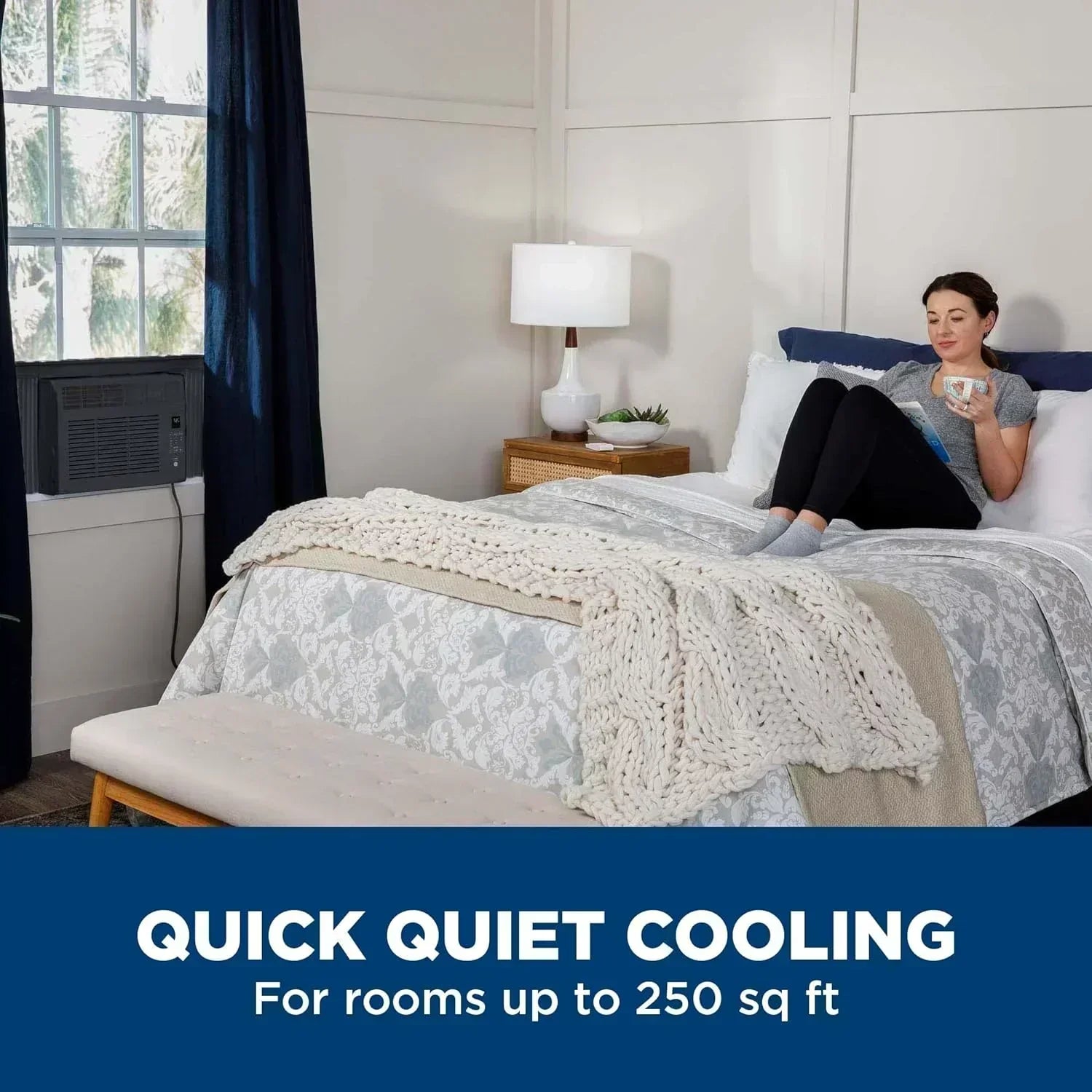 GE Window Air Conditioner Unit 5,000 BTU for Small Rooms up to 150 sq ft Manual Adjustable Fan