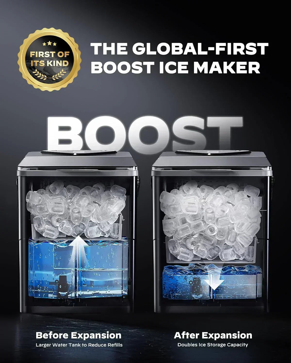 Silonn Countertop Ice Maker Expanding Ice Basket 9 Cubes Ice Basket Self-Cleaning Ice Maker