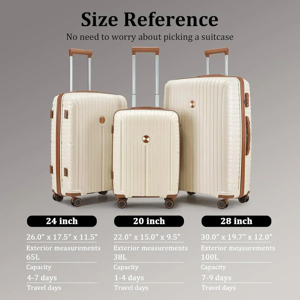 5-piece PP hardshell lightweight travel carry-on luggage set with dual spinner wheels