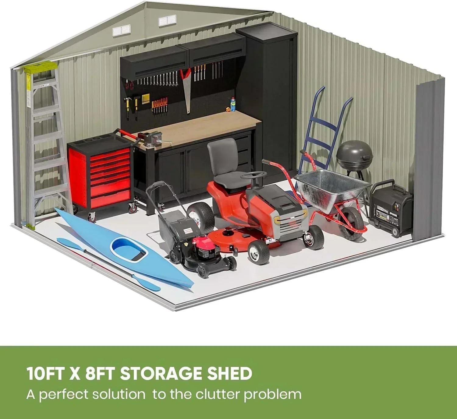 Patiowell 5x3 FT Outdoor Storage Shed Tool Shed with Sloping Roof and Lockable Door Metal Shed