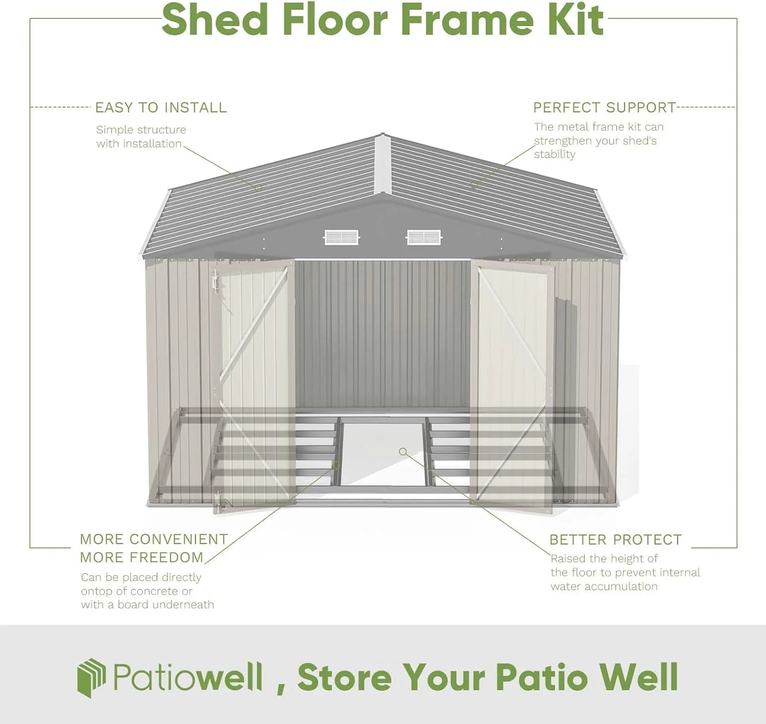 Patiowell 5x3 FT Outdoor Storage Shed Tool Shed with Sloping Roof and Lockable Door Metal Shed