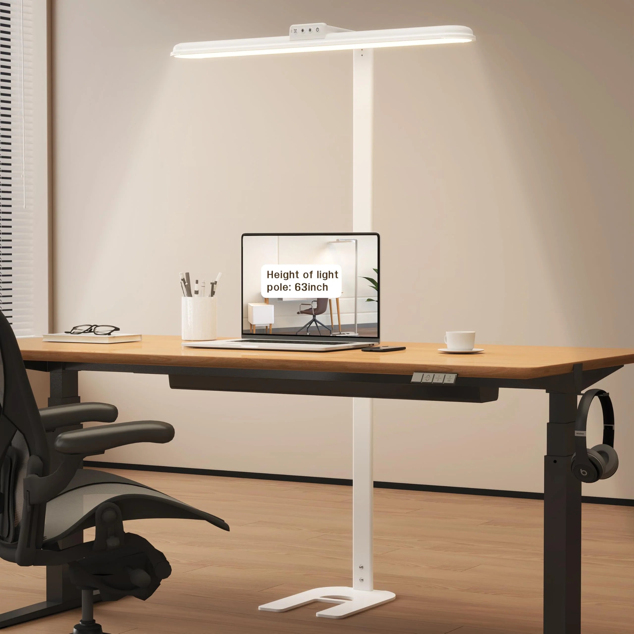 LED Desk Lamp for Home Office Double Head 24W Dimmable 5 Colors 5 Brightness Levels Gooseneck