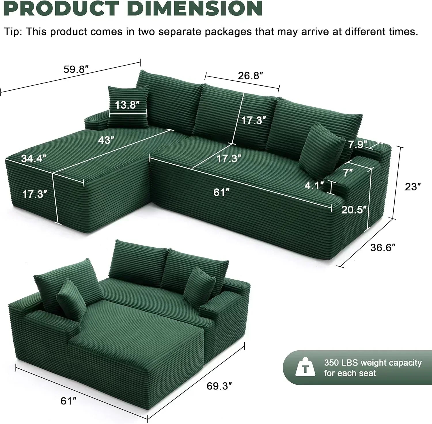 110-inch cloud sofa boneless sofa in the living room modular sofa with deep seats