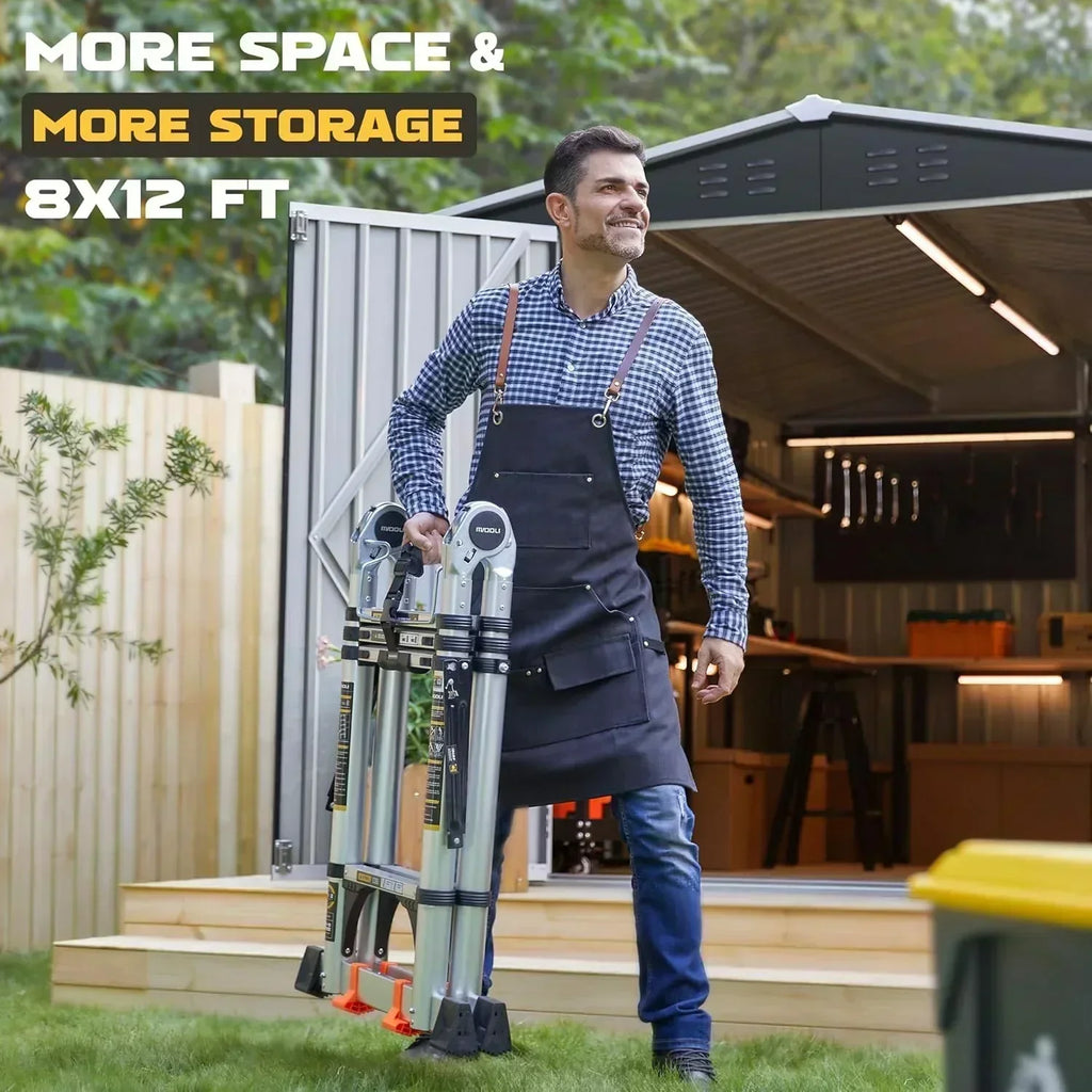 polar aurora 8x12 ft outdoor storage shed metal garden shed frame structure tool sheds