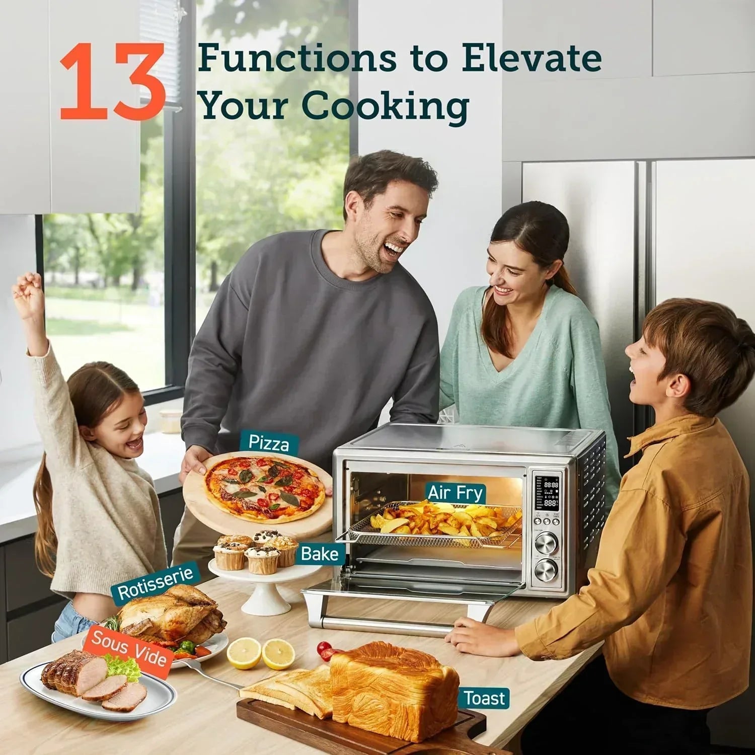 Air Fryer Toaster Oven Combo 13-in-1 32Qt APP Voice Control Convection Oven Countertop