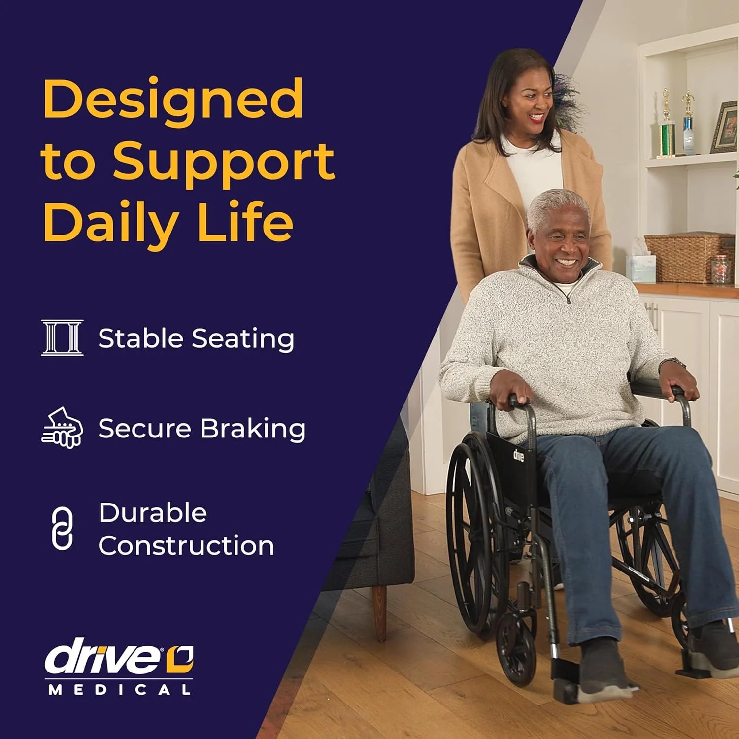 Drive Medical Silver Sport 1 Folding Transport Wheelchair - Lightweight Mobility Support
