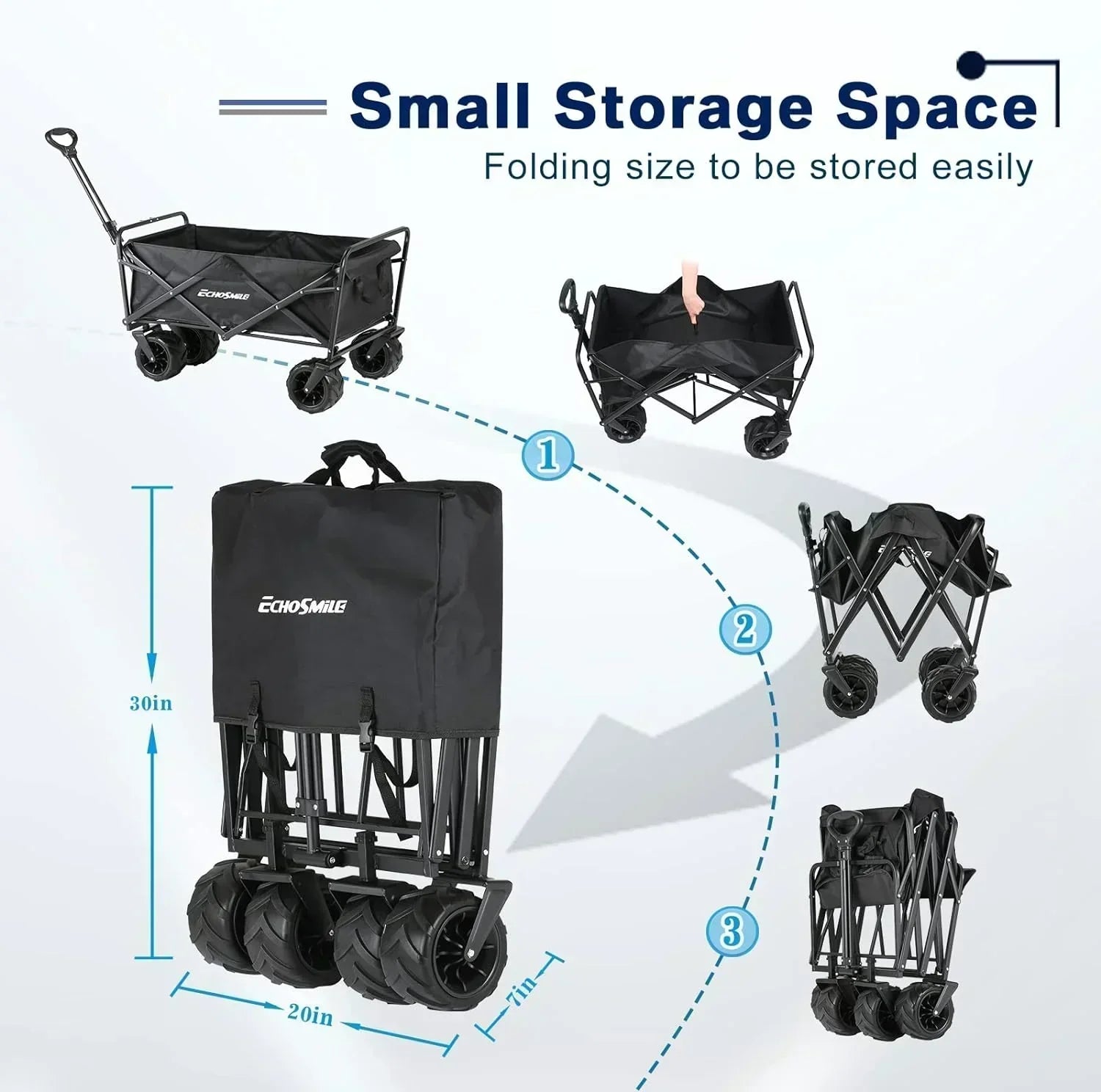 Heavy Duty 350 lb Capacity Foldable Caravan Outdoor Folding Camping Caravan Portable Grocery Cart
