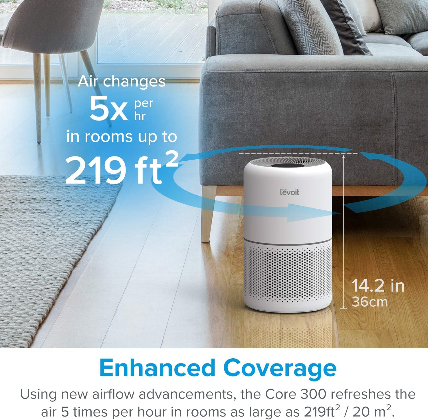 Air Purifier for Bedroom Allergies and Pet Hair 56W High Torque Motor