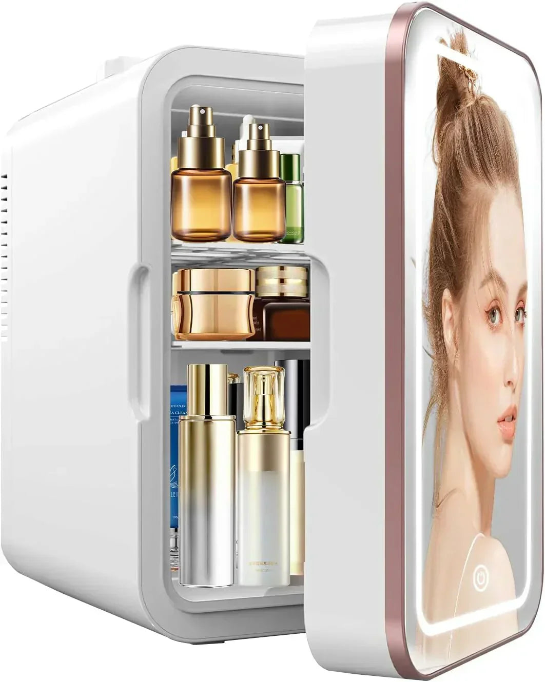 Skincare Fridge 6L/10 Can Mini Fridge for Bedroom with Dimmable LED Mirror Portable Cooler