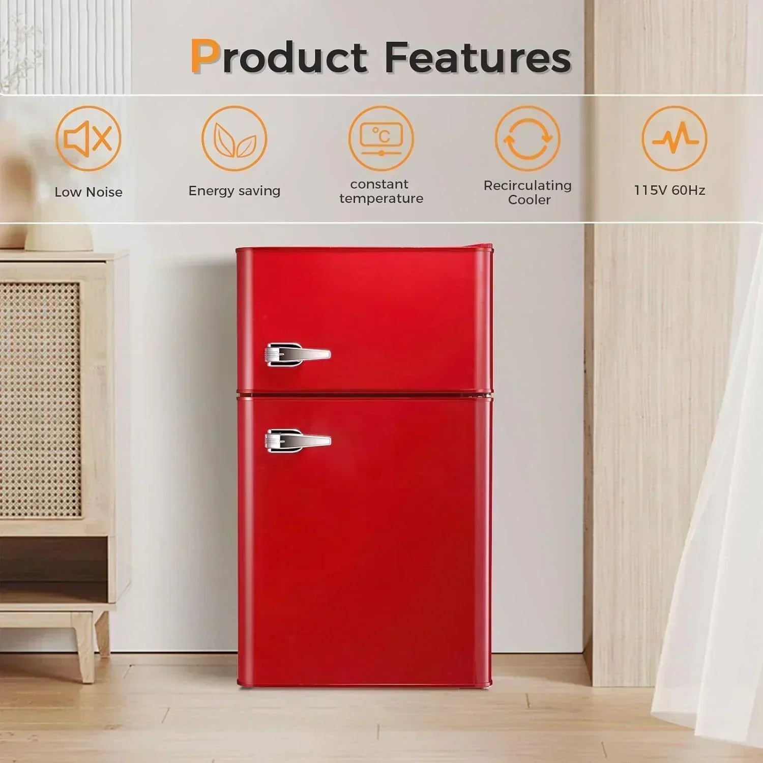 Antarctic Star Compact Mini Refrigerator Separate Freezer Small Fridge Double 2-Door