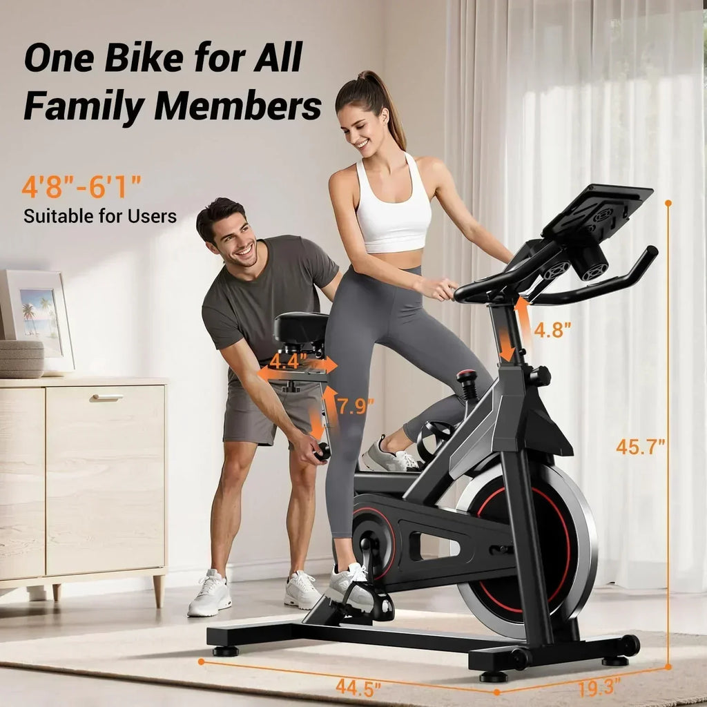 CURSOR FITNESS Exercise Bike Stationary Bikes 300 LBS Capacity Workout Bike Silent Belt Drive