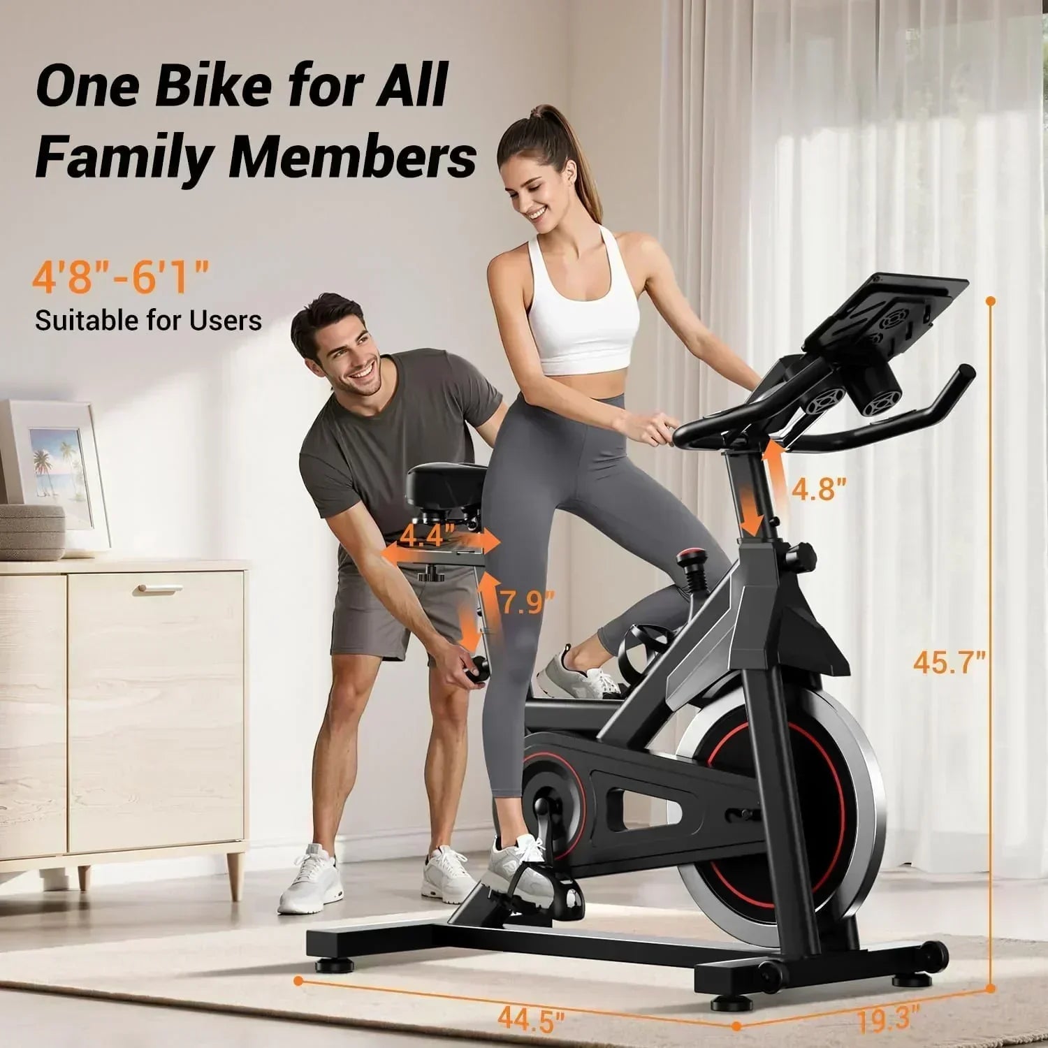 CURSOR FITNESS Exercise Bike Stationary Bikes 300 LBS Capacity Workout Bike Silent Belt Drive