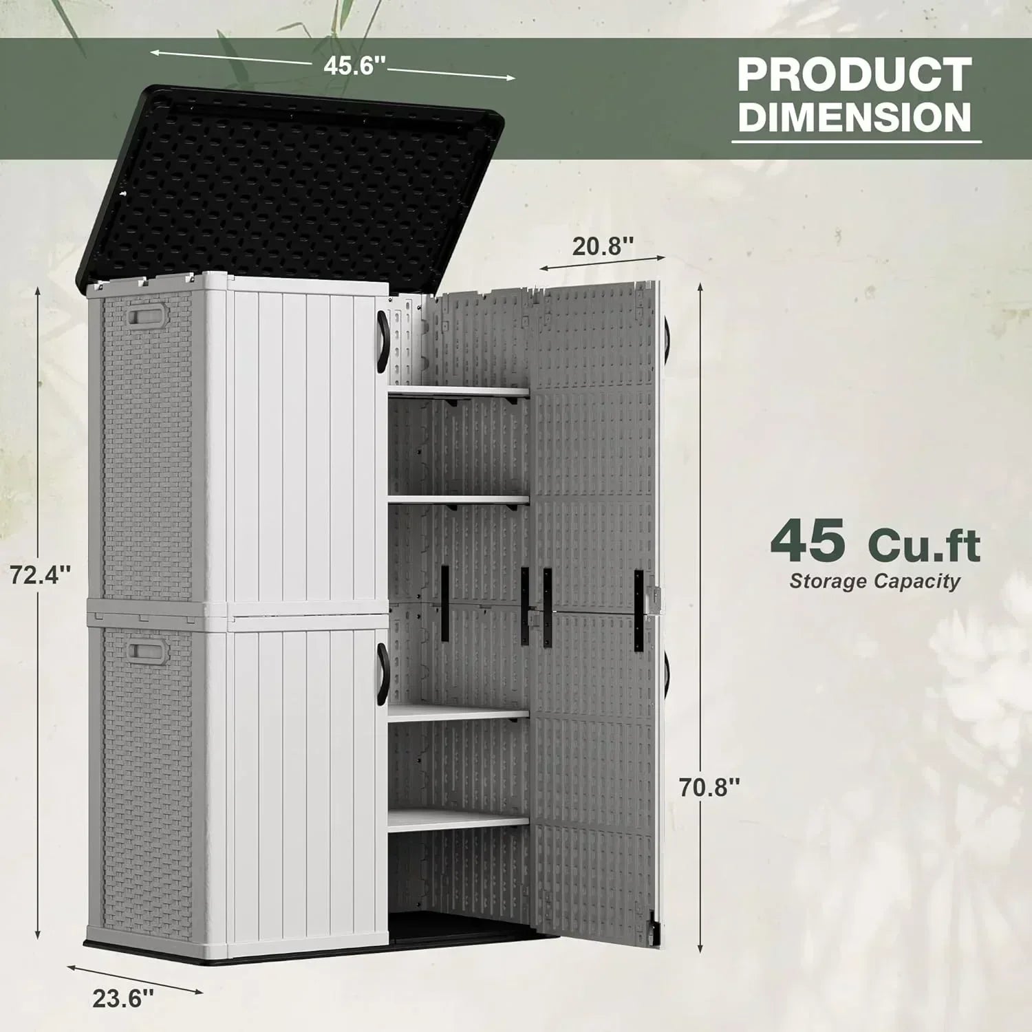 Greesum Outdoor Horizontal Storage Shed 27 Cu.ft Resin Large Storage Box for Garden Patio