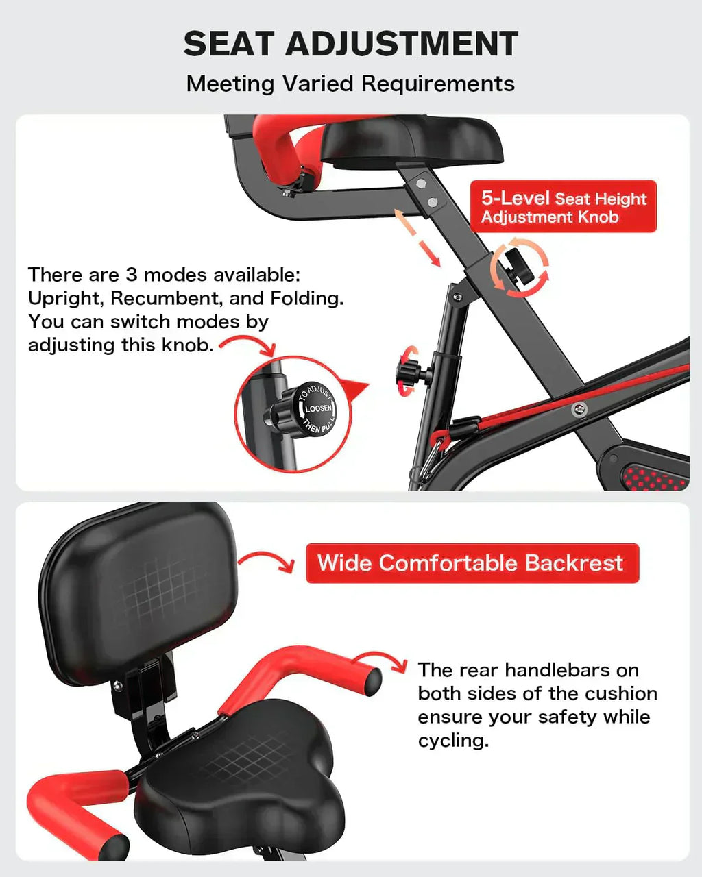 pooboo Folding Exercise Bike Foldable Fitness Stationary Bike Machine Upright Indoor Cycling Bike