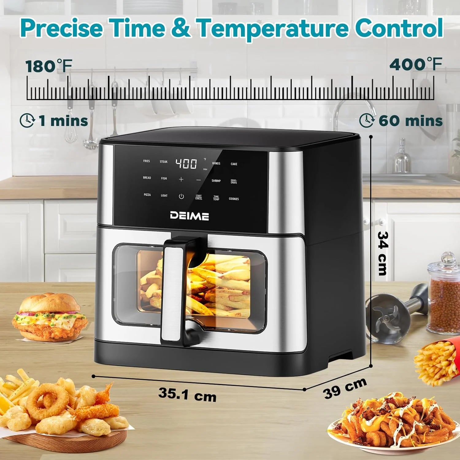 DEIME Air Fryer 10.2 QT Oilless 1700W Large Capacity Oven Air Fryers