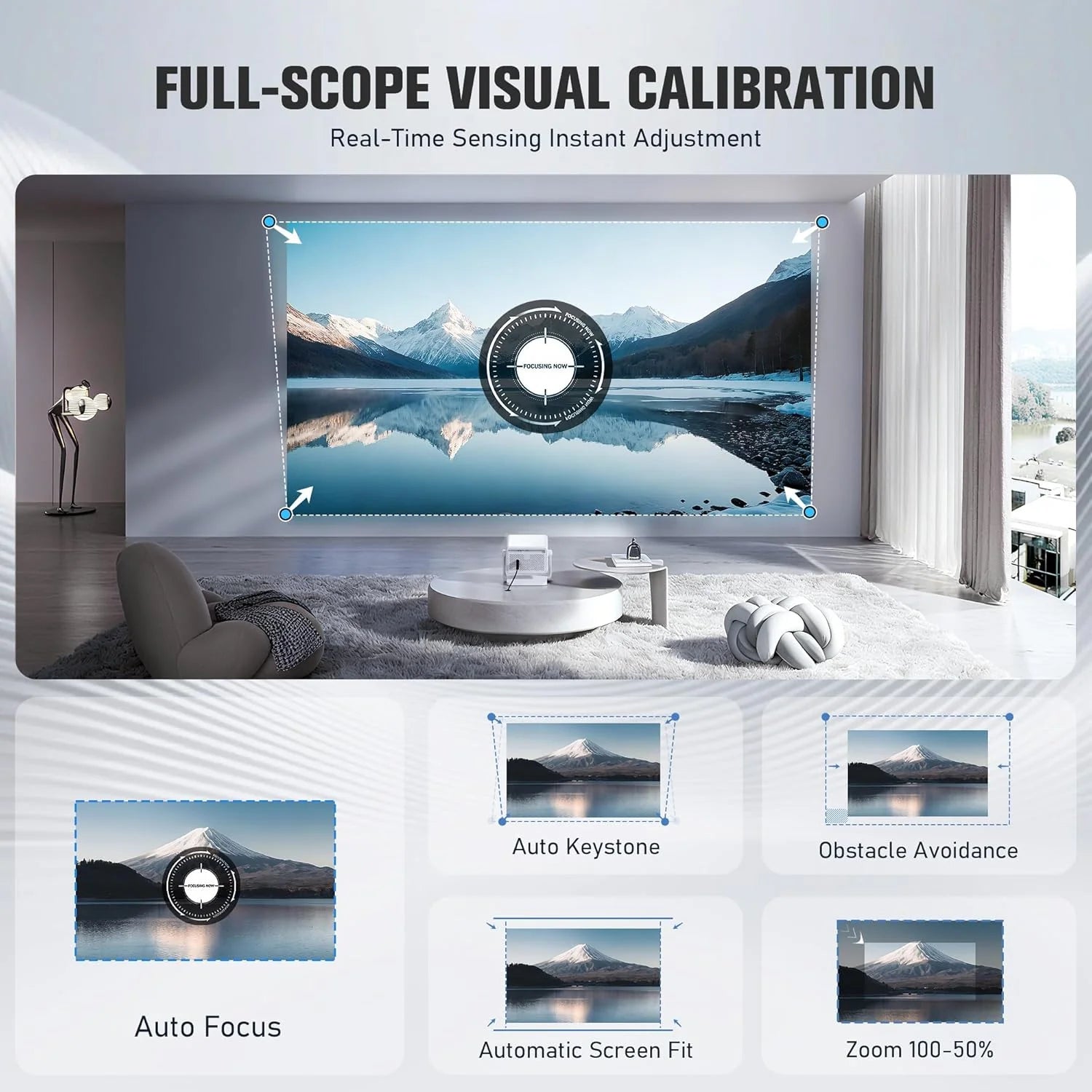 ��Officially-Licensed APP & 1800 ANSI��Smart Mini Projector with WiFi and Bluetooth 4K Support