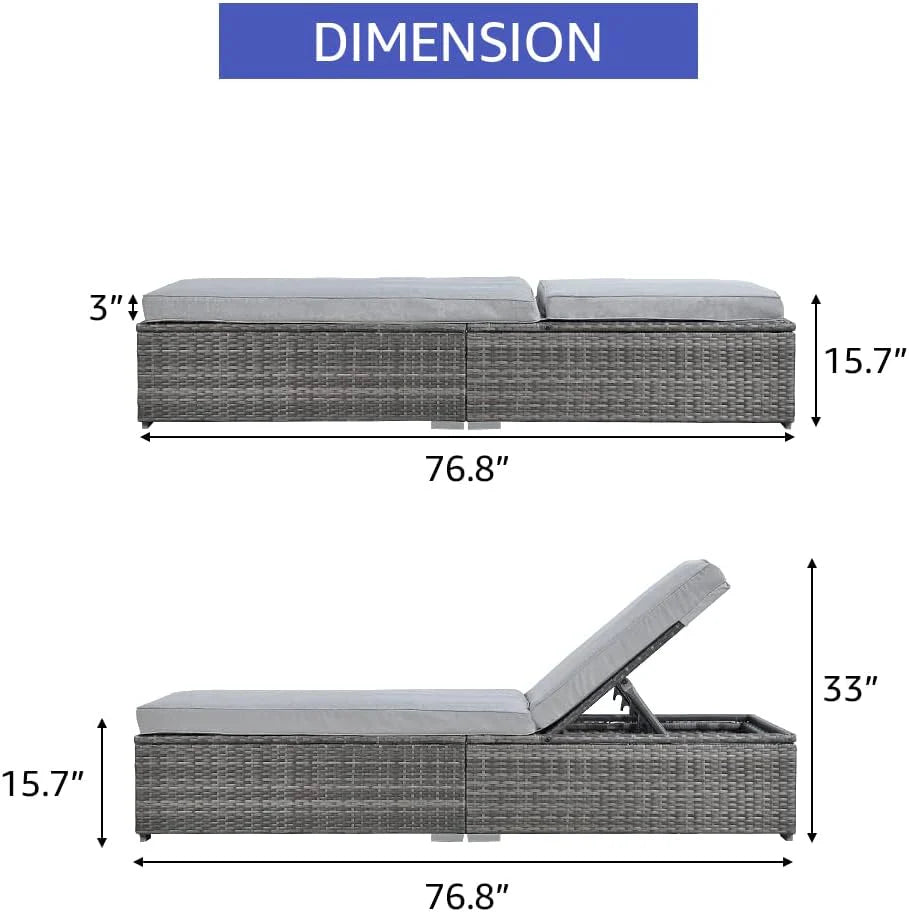 Patiorama Outdoor Patio Lounge Chair Elegant Reclining Adjustable Pool Rattan Chaise Chair