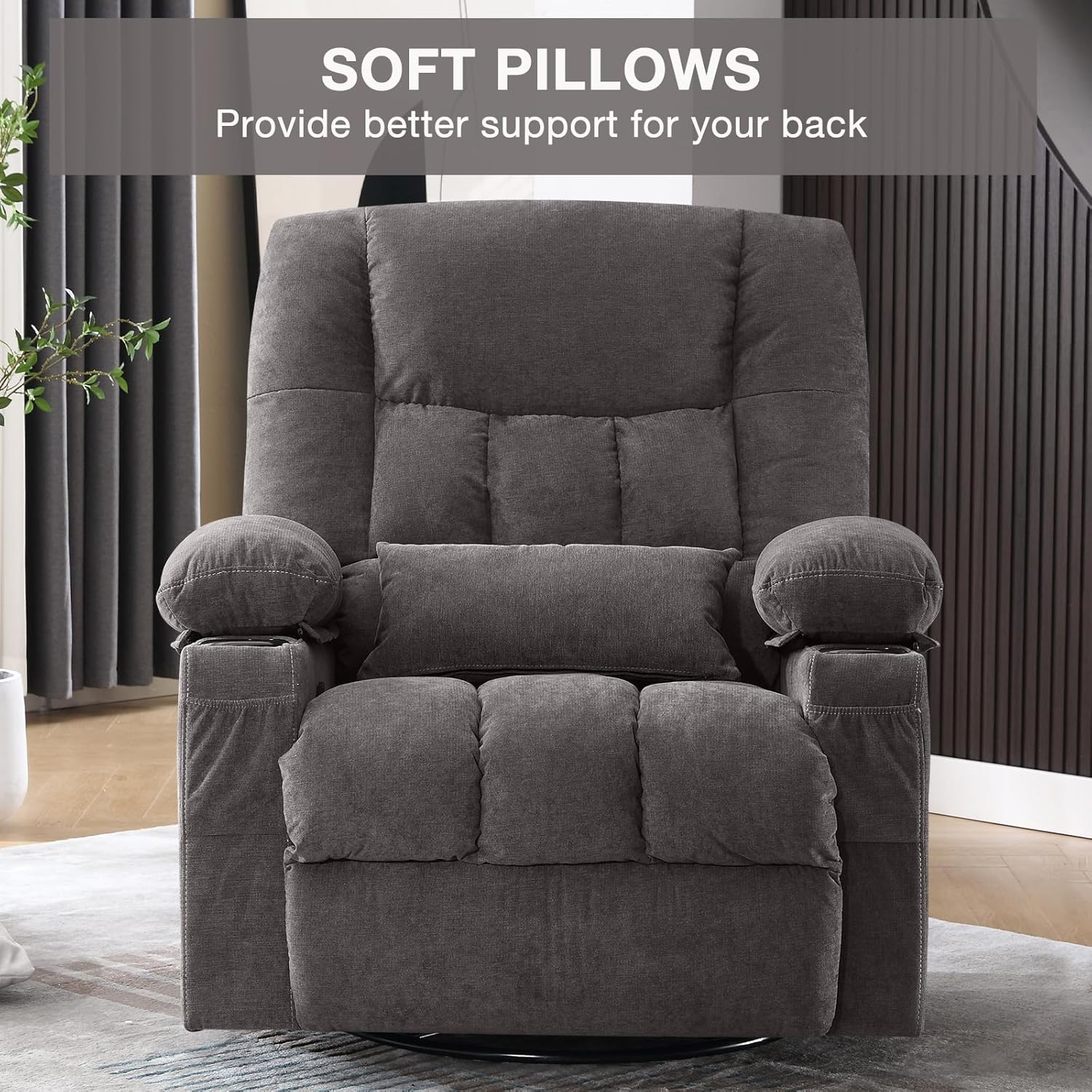 Massage rotating rocking lounge chair with vibration massage and calorie metering functions
