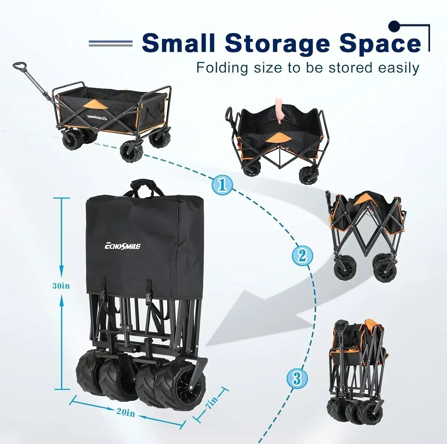 Heavy Duty 350 lb Capacity Foldable Caravan Outdoor Folding Camping Caravan Portable Grocery Cart