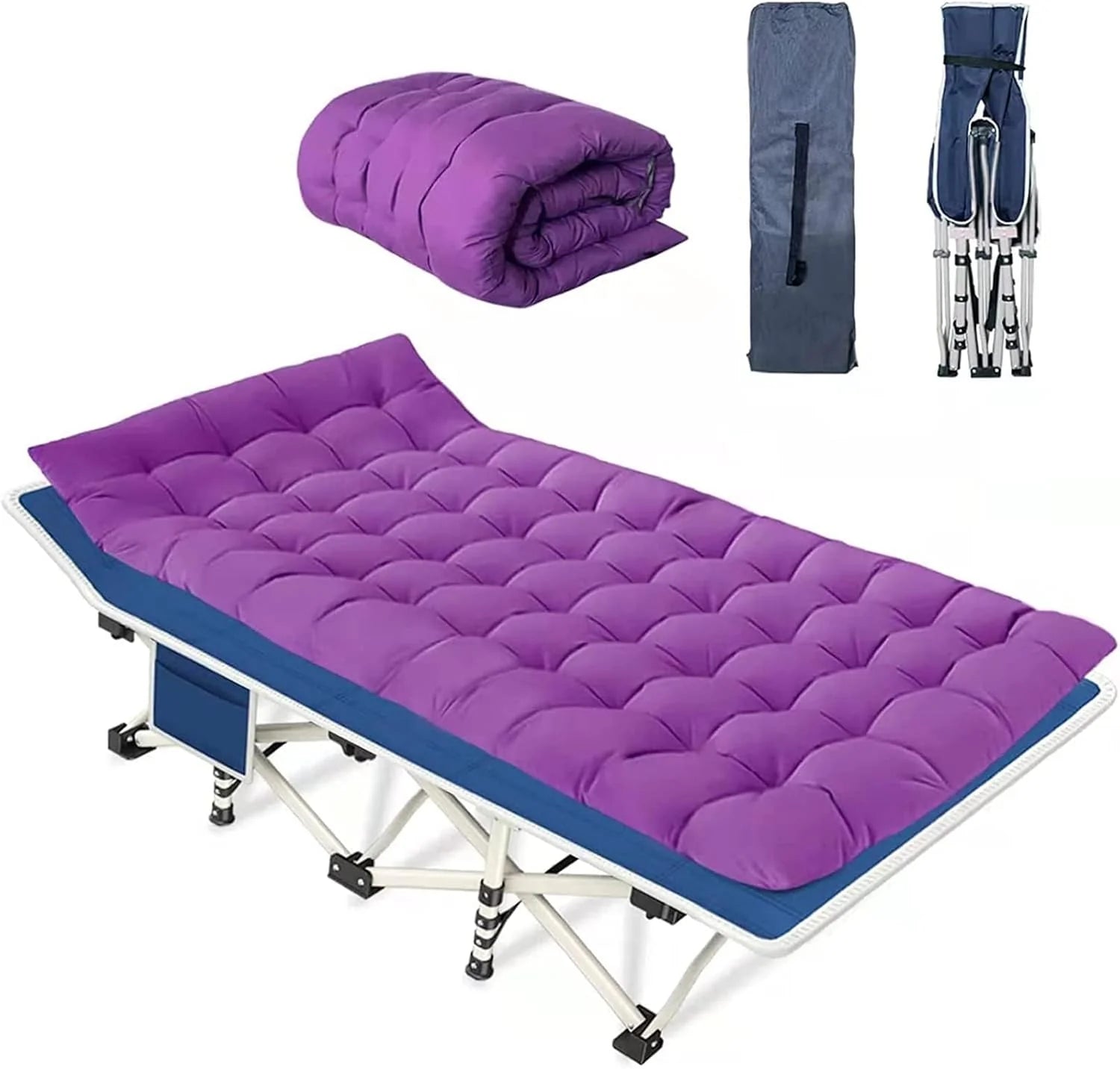 2 Pack Camping Cot with Mattress Comfortable Sleeping Cot Camping Cots for Adults 2 Person Folding Cot Heavy Duty Cots for Sleeping with Carry Bag Outdoor Indoor Home Vacation