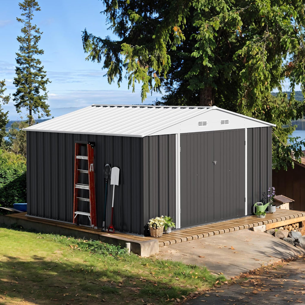 Devoko Outdoor Storage Shed Lockable Metal Garden Shed Steel Anti-Corrosion Storage House