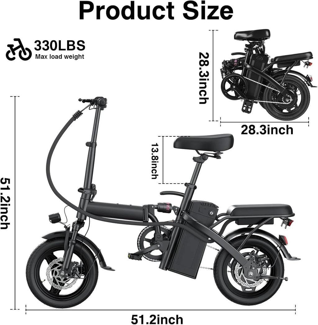 Electric Bike for Adults Teens Folding E-Bike Commuter City Foldable ebike Motor 48V 24MPH