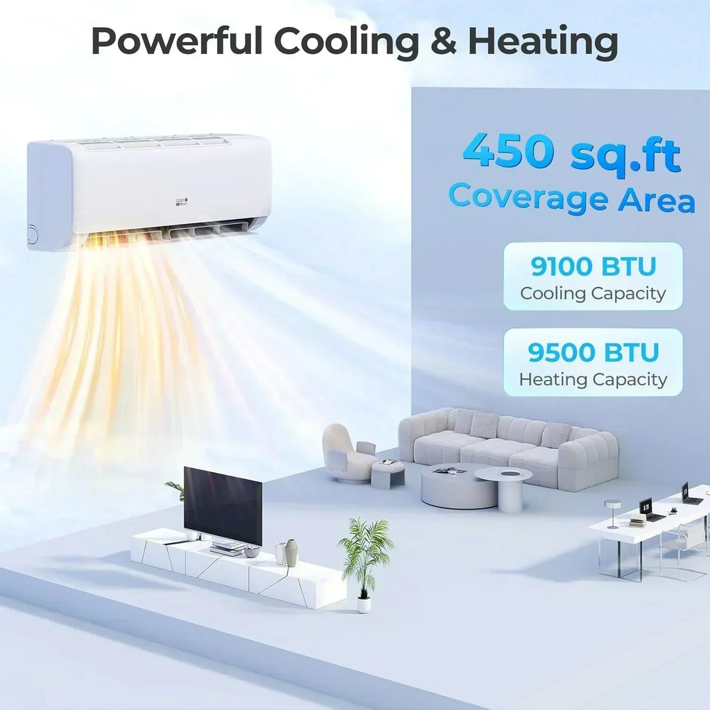 COSTWAY 12000BTU Mini Split Air Conditioner Heater 20 SEER2 115V Wall-Mounted Ductless